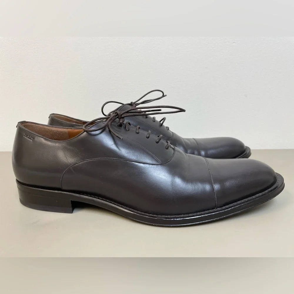 BALLY Abram Leather Cap Toe‎ Oxford Shoes in Chocolate Brown Size 12 D $870